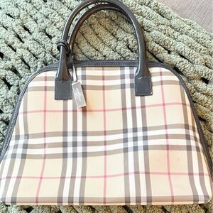 Burberry Beige and Pink Check Tote